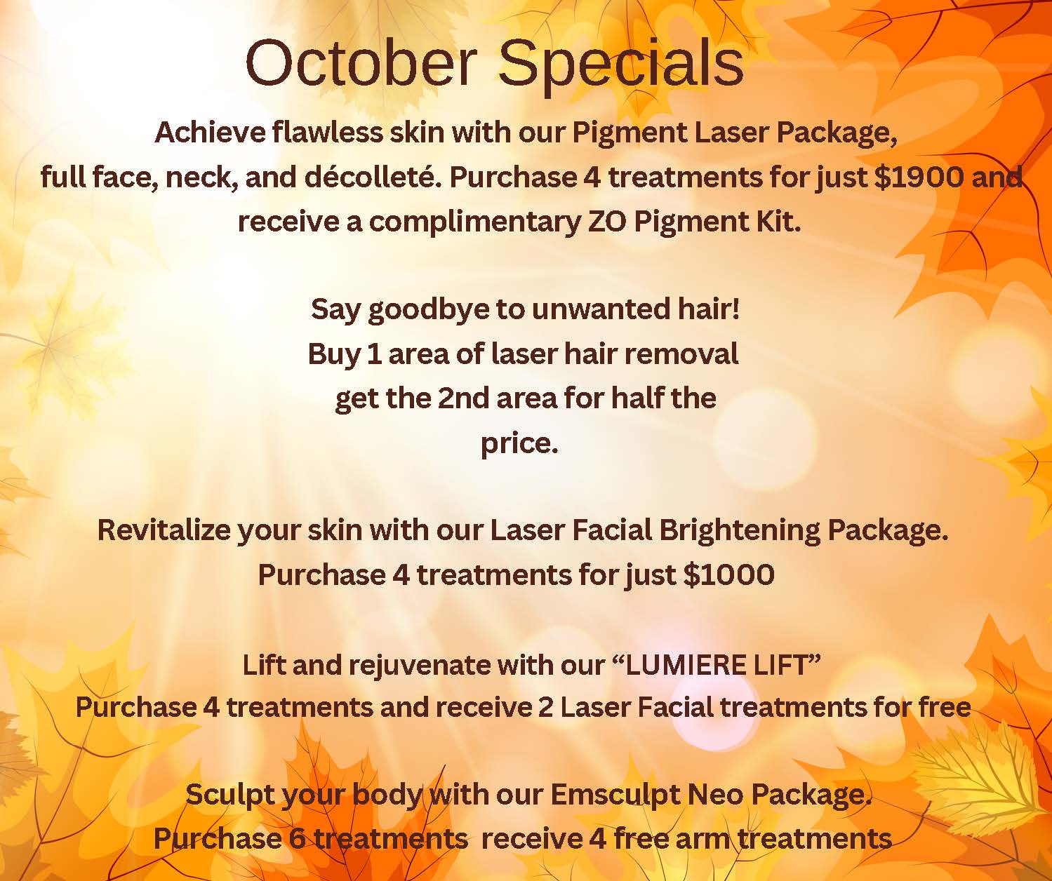 OCTOBER SPECIALS